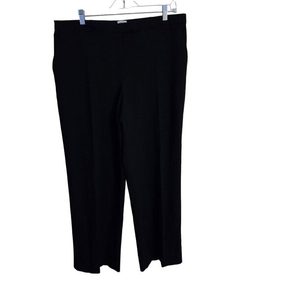 Armani Collezioni Black Wide Leg Textured Wool Crepe Dress Pants Size 16 - Picture 1 of 5